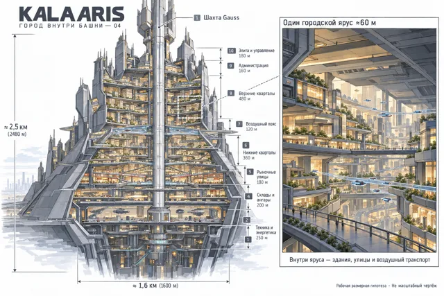 KALAARIS: Megacity Inside a Gauss Tower