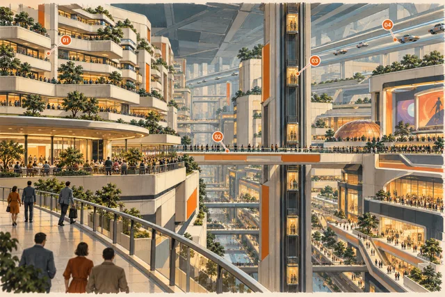 Terraced megacity inside Kalaaris Tower