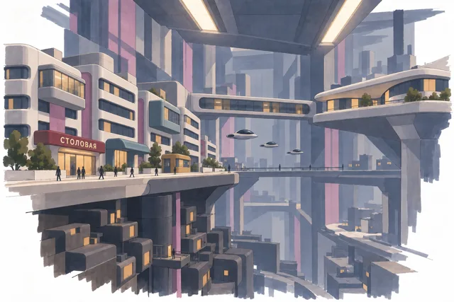 Gauss Tower City, Lit from Within